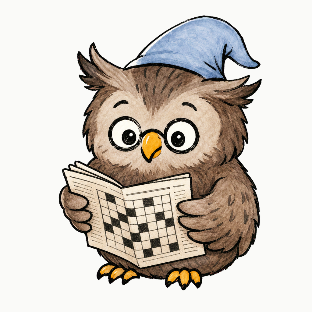 Pembroke Games CrossWheel icon showing a brown owl with a crossword